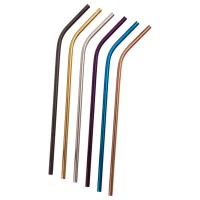 Gebogene Edelstahl-Trinkhalme, sortiert, 235 mm - 12 St./Pck.