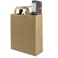 Papiertüte - 220 + 100 x 280 mm - Braun - Flache Griffe - 250 St/Pack