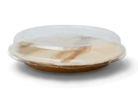 Palmblatt-Schale mit rPET-Deckel rund 15cm - 100 Stk./Karton