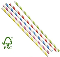Papiertrinkhalme FSC® sortiert gestreift 230mm Ø6mm - 100 Stück