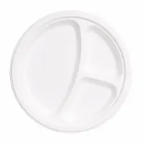 Teller mit 3 Fächern aus Zuckerrohr - ø26cm - 500 St./Karton