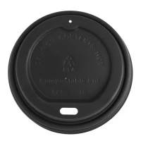 Schwarzer CPLA-Deckel für Kaffeetassen 80mm - 1.000 Stk/Karton
