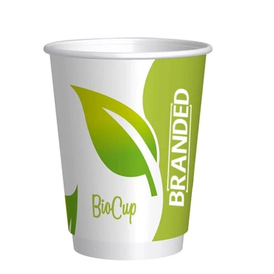 Bedruckte doppelwandige BIO-Trinkbecher 300cc/12oz