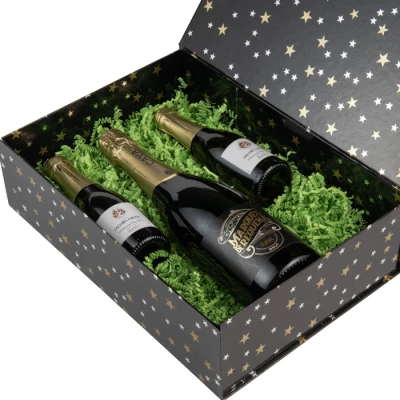 Weihnachts-Magnetbox - Sterne - Schwarz 35 x 25 x 10 cm - 25 Stück
