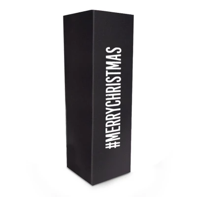 Weihnachtsweinflaschenbox mit Magnetverschluss - #MERRYCHRISTMAS Schwarz - 25 Stück