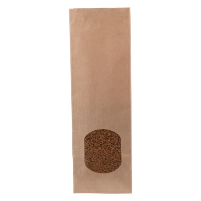 Bodenbeutel KRAFT mit rundem Fenster – 80 + 50 x 250 mm – 1.000 Stück
