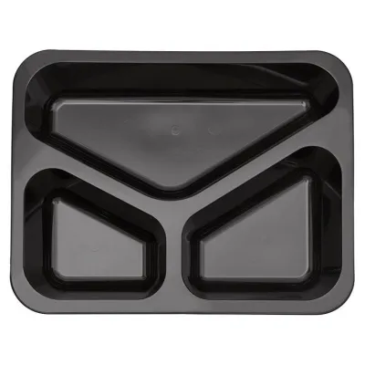 PP Menüschale - Ecofit - 227/45 - Schwarz - 3-Fächer - 227x177x45mm