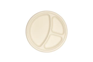 Teller mit 3 Fächern aus Zuckerrohr - ø26cm - 500 St./Karton