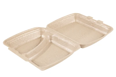 EPP Menübox - 2 Fächer - 414x240x39mm - Champagner - 125 Stk/Karton