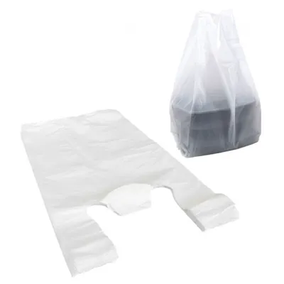 HDPE Hemd-Tragetasche weiß 400 + 300 x 700 mm 20μ - 1.000 Stk./Karton