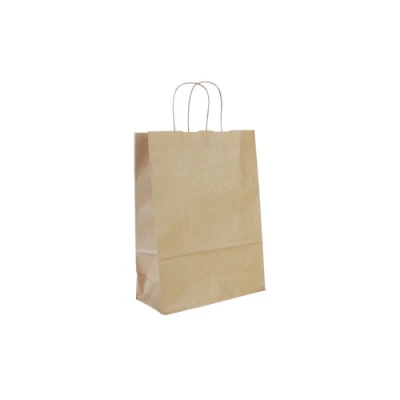 Papiertüte - 180 + 80 x 235 mm - Brauntöne - Gedrehter Griff - 500 St./Karton