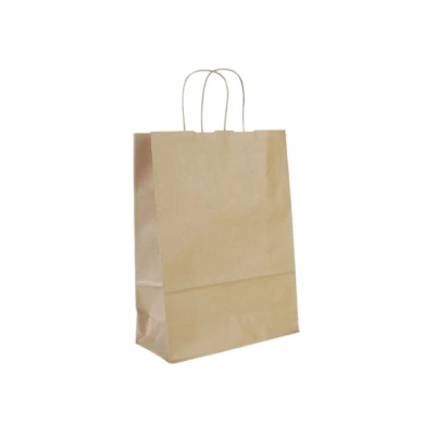 Papiertüte - 220 + 100 x 280 mm - Braun - Gedrehter Griff - 400 Stk./Bündel