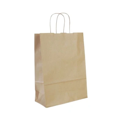 Papiertasche - 250 + 120 x 350 mm - Braun - Gedrehter Griff - 300 Stk/Karton