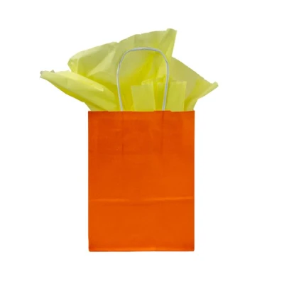 Papiertüte mit gedrehtem Griff 220 + 100 x 300 mm Orange - 250 Stk/Pack