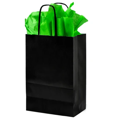 Papiertüte mit gedrehtem Griff 190 + 80 x 220 mm schwarz - 250 Stk/Pck
