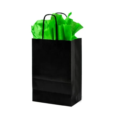 Papiertüte mit gedrehtem Griff 220 + 100 x 300 mm Schwarz - 250 Stk/Karton