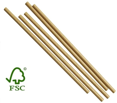 Papier-Trinkhalme FSC® Kraft 200mm Ø6mm - 200 Stück