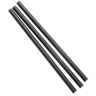 Schwarze Papierstrohhalme 195mm Ø8mm - 1000 Stück (10 x 100 Stück)