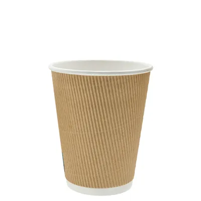 Gerippter Kraft-Karton-Kaffeebecher 300 cc/12 oz – 500 Stk./Karton