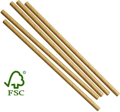 Papier-Trinkhalme FSC® Kraft 240mm Ø8mm - 100 Stück
