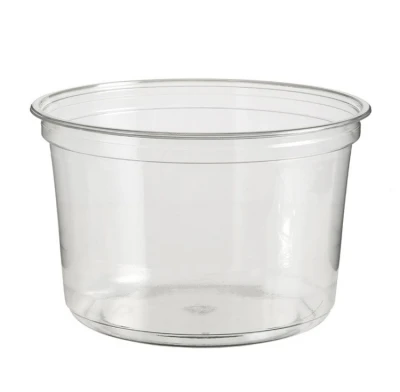 Nachhaltiges rundes Deli-Behälter (Recyceltes PET) 550cc - 576 Stk./Karton