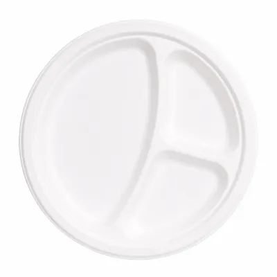Teller mit 3 Fächern aus Zuckerrohr - ø26cm - 500 St./Karton