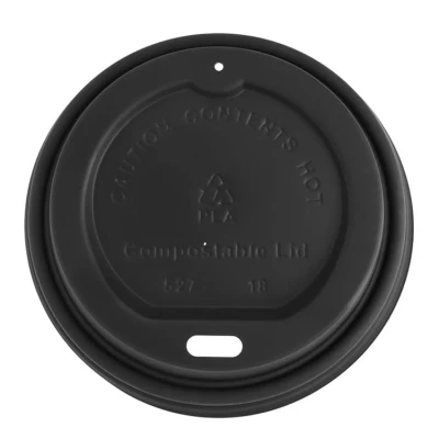 Schwarzer CPLA-Deckel für Kaffeetassen 80mm - 1.000 Stk/Karton